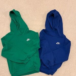 Nike Kids Green & Blue Hoodies with White Swoosh